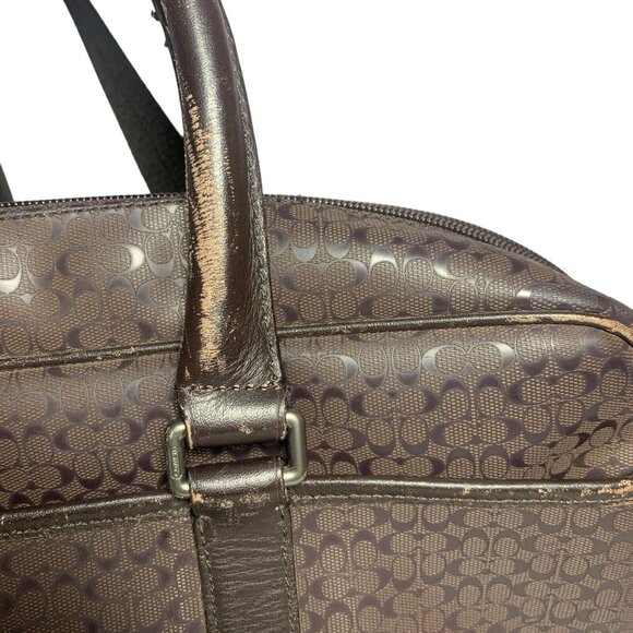 Coach Briefcase Brown CC Monogram Print Leather Messenger Bag Mens Women’s - Picture 4 of 16